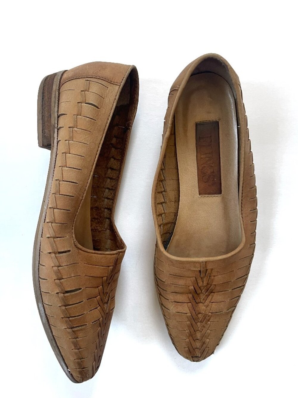 Vintage Flings Woven Leather Slip‑On Shoes Made in Brazil Size 7 Boho Artisan